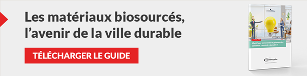 Image et bouton de téléchargement de notre livre blanc sur les matériaux biosourcés pour accélérer la transition écologique, en lien avec notre article que la qualité de l'air intérieur des établissements recevant du public 